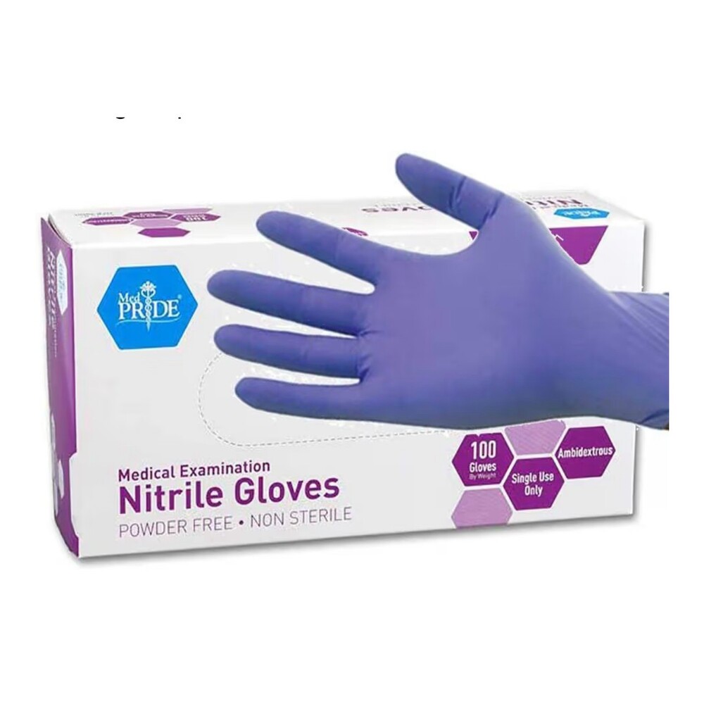 New Med Pride Nitrile Powder Free Medical Gloves Large 100 Count